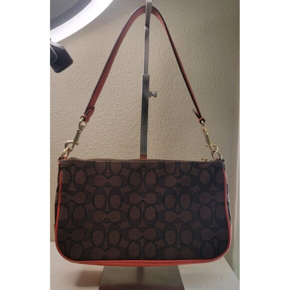 Coach Brown/Mango Signature Jacquard Lonnie Shoulder Bag/Xbody (C8306) - Picture 2 of 16